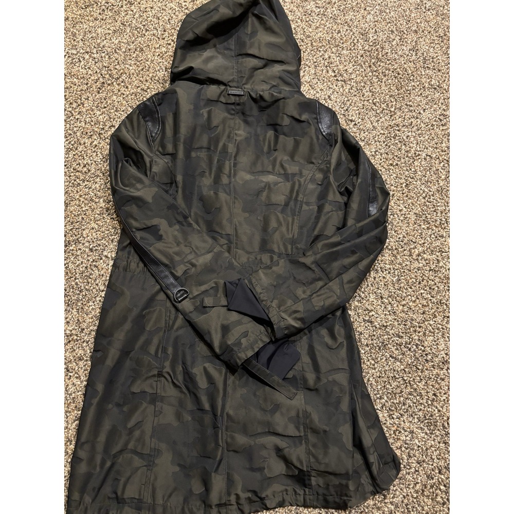 Blanc Noir Camo-Print Hooded Anorak Jacket Large Leather Detail Adjustable Parka - Picture 7 of 7